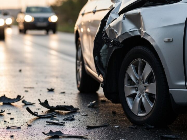54-latek wjechał busem w ciężarówkę na poboczu drogi