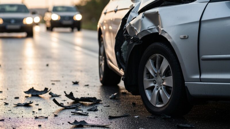 54-latek wjechał busem w ciężarówkę na poboczu drogi