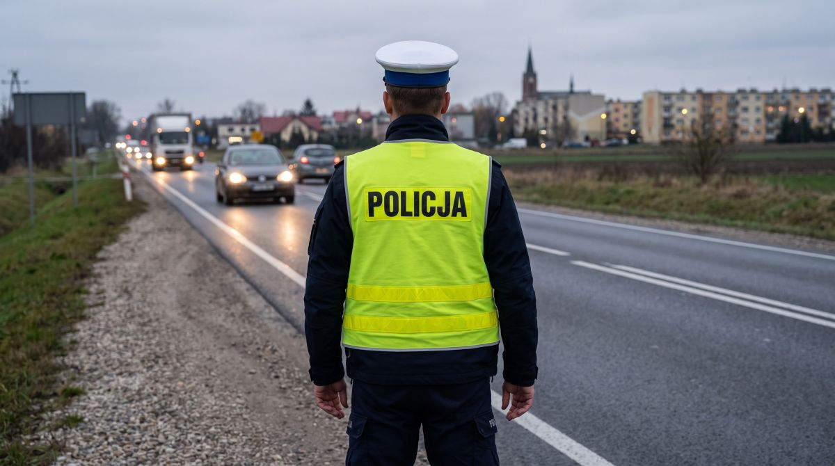 Kierowca lawety ukarany mandatem za niebezpieczne wjechanie na przejazd kolejowy